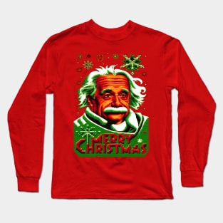 Albert Einstein  Physical Genius Merry Christmas Long Sleeve T-Shirt